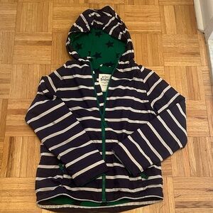 Mini Boden Striped Rain Jacket with Green Star Lining